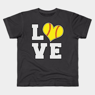 Love Softball Heart product Kids T-Shirt